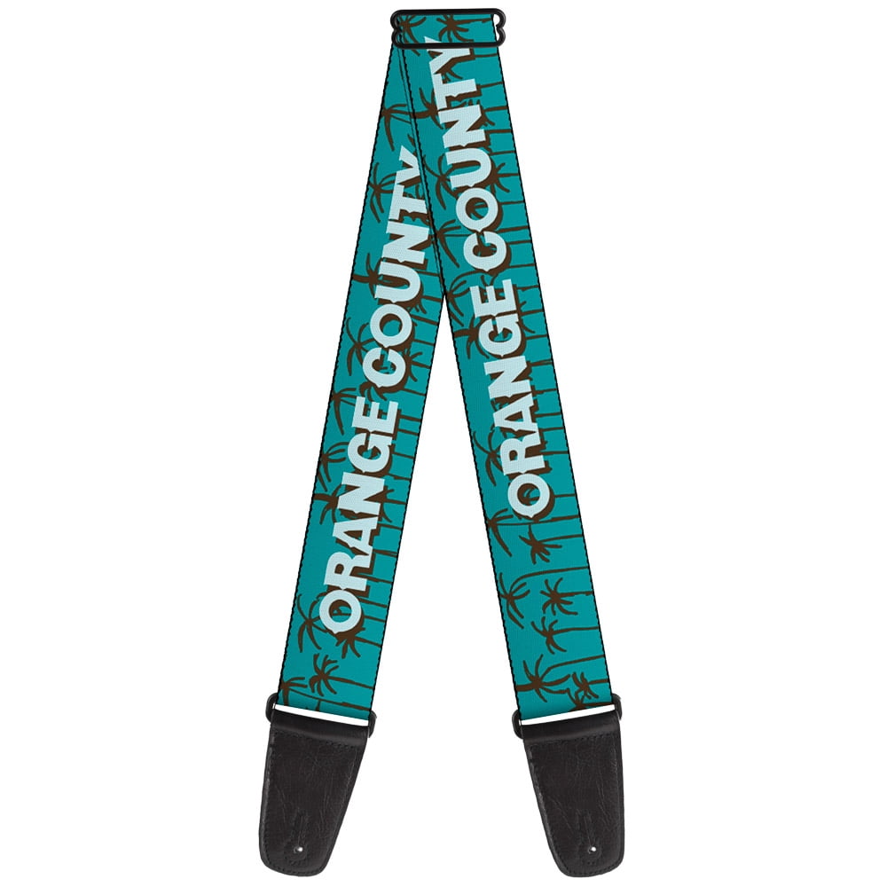 Buckle-Down Guitar Strap, Orange County Palm Trees Blue Brown Light Blue, 2 Inches Wide