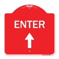 thumbnail image 1 of SignMission A-DES-RW-1818-24097 18 x 18 Po Signe de la Série Designer - Entrez Signe Entrer avec Flèche vers le Haut&44; Rouge & Blanc, 1 of 1