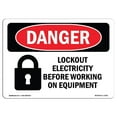 thumbnail image 1 of SignMission OS-DS-A-1218-L-1431 12 x 18 Po Signe de Danger OSHA - Électricité de Verrouillage avant de Travailler, 1 of 1