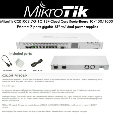 MikroTik CCR1009-7G-1C-1S+ 7-Port Gigabit CloudCore Router support fiber