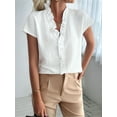 thumbnail image 3 of Women'S Casual V Neck Ruffle Short Sleeve Summer Tank Tops Shirts White L, 3 of 8