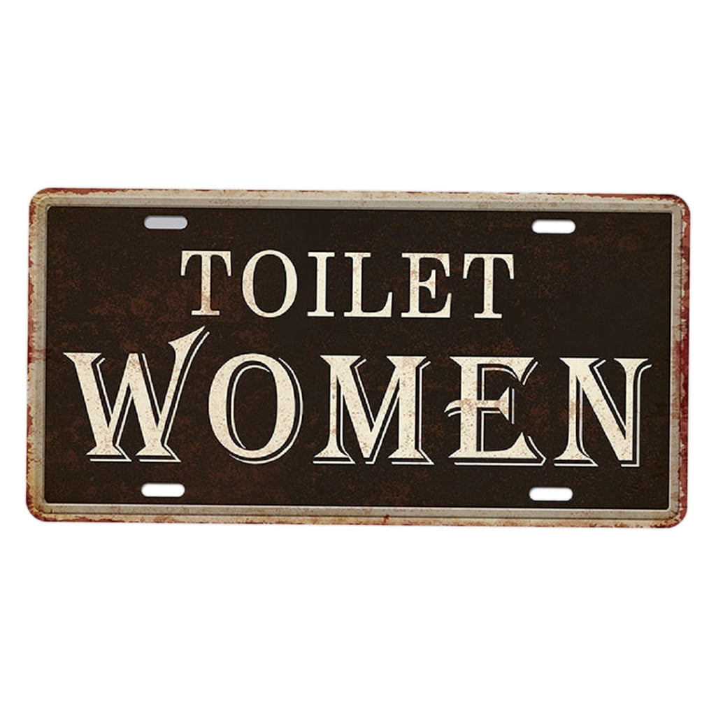 Toilet Sign Retro Plate Door Toilet Vintage Metal Poster Wall Tin Plaque Decor 