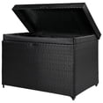 thumbnail image 4 of 230 Gallon Wicker Deck Box with Lockable Lid, Outdoor Storage Box with Portable Wheels & Handles, Waterproof Patio Rattan Container for Garden, Balcony, Yard, Black, 4 of 9