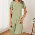 thumbnail image 2 of AWZXDE Chemise de Nuit une Pièce d'Été pour Femmes, Longueur Genou, Ample, Grande Taille, Manches Courtes, avec Soutien-Gorge Intégré, Mode Simple, Col Rond, Vert, TG, 2 of 5