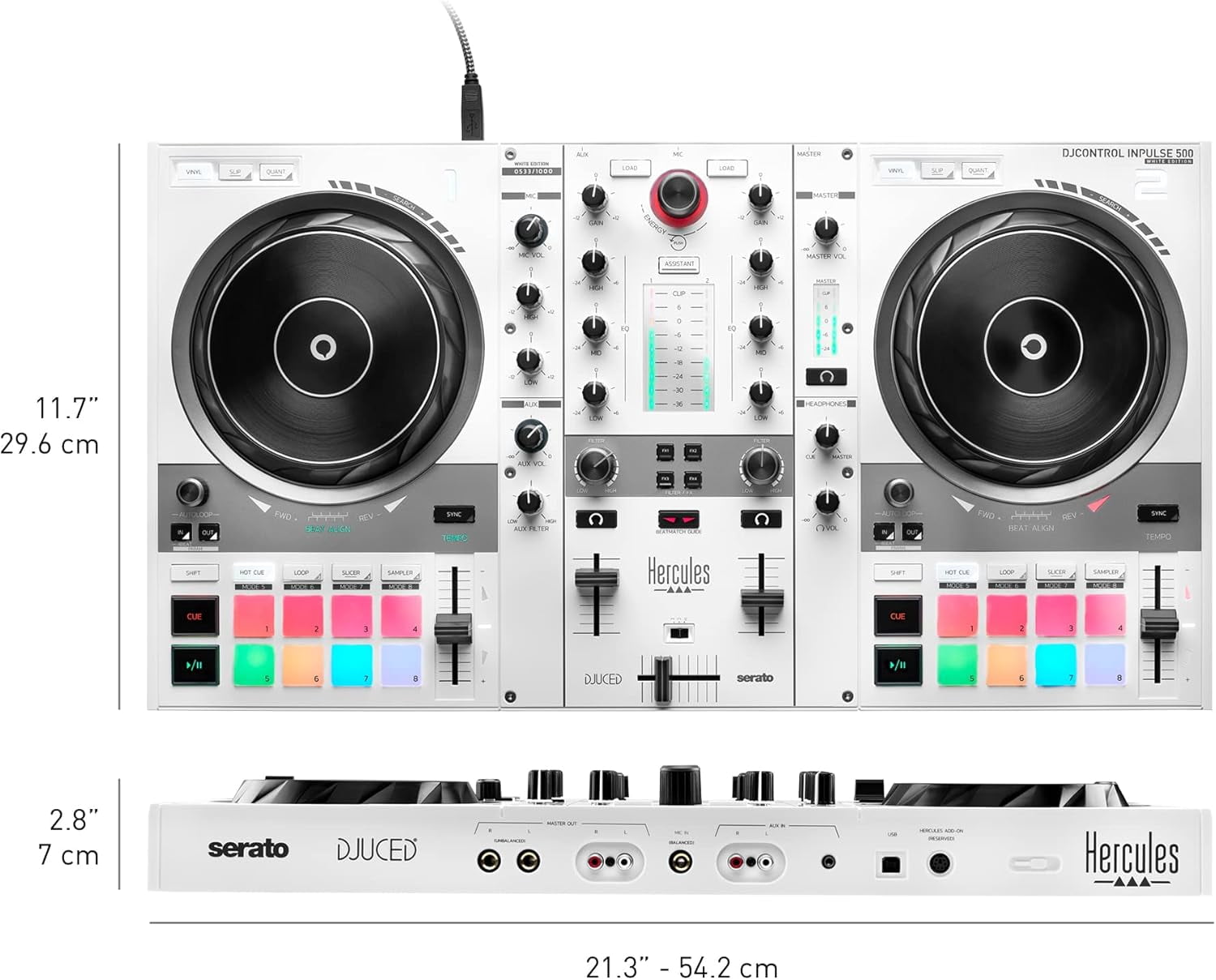 Hercules DJ DJControl Inpulse 500 White Edition with Case and Serato DJ Pro