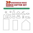 thumbnail image 3 of Cupcake Decorating Kit Christmas Cookie Set Home Decoration 3D Christmas House Silver 17x10x2.4cm 18Pcs, 3 of 5