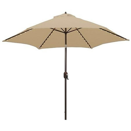 Tropishade Tropilight LED Lighted 9 Ft Bronze Aluminum Market Tropishade Tropilight LED Lighted 9 ft Bronze Aluminum Market Umbrella with Beige Polyester Cover - Tropishade Tropilight LED Lighted 9 Ft Bronze Aluminum Market