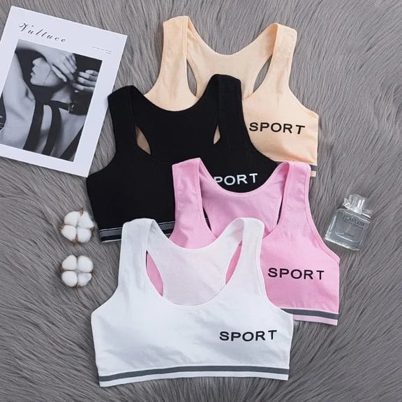 Girls Training Bra Teen Thin Cotton Breathable Lightly Padded No Wire Bra Sets for Girl