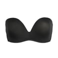 thumbnail image 1 of Sujetador sin tirantes balconette nupcial antideslizante push up con aros Negro 38C fit 34B 34C, 1 of 5