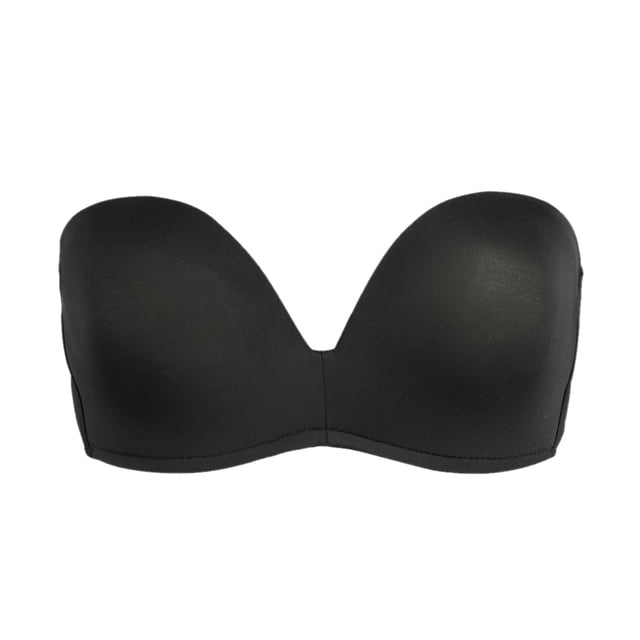 Sujetador sin tirantes balconette nupcial antideslizante push up con aros Negro 38C fit 34B 34C