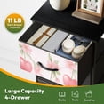 thumbnail image 6 of Kanworse 4 Drawer Fabric Dresser for Bedroom Pink Watercolor Cherries Ribbon Bow Chests of Drawers for Closet Organizers Storage, 6 of 8