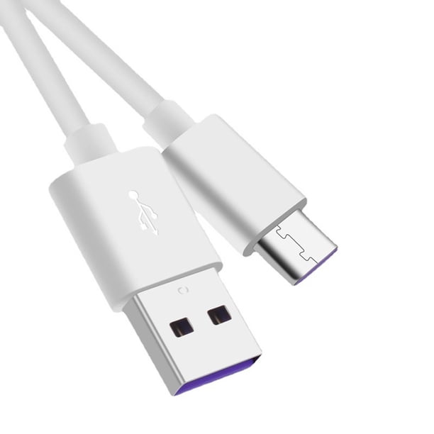 Cable de datos blanco de 1 m, cable de carga rápida tipo C de 5 A para Android, Huawei Honor y Xiaomi