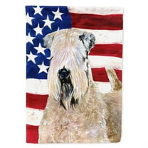 USA American Flag with Wheaten Terrier Soft Coated Flag Canvas House Size