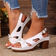 thumbnail image 4 of Platform Heels for Women Open Toe Cut out Bowknot Chunky Heeled Sandals Comfortable Ankle Strap Wedding Party Dress Shoes White Size 8.5, 4 of 6