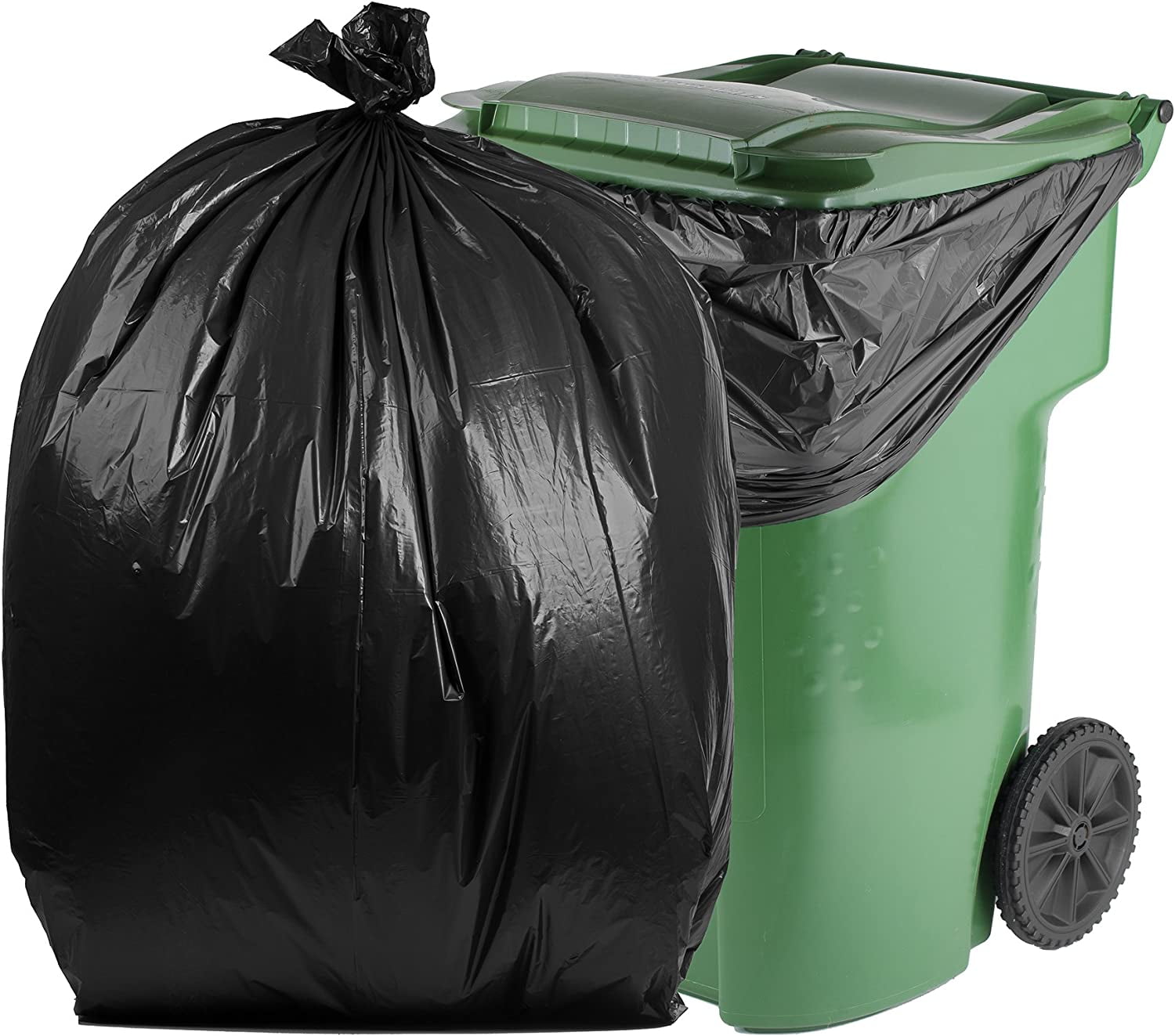 PlasticMill 100 Gallon 1.3 Mil Trash Can Liners for Outdoor, Municipal, or Township Garbage Cans - 40 Bags/case