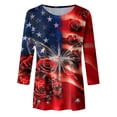 thumbnail image 5 of HCYSFG Womens 250th Anniversary Crew Neck Top oversized 3/4 Sleeve Patriotic Rose Cross Shirt Independence Day 4th of July Tee, 5 of 5
