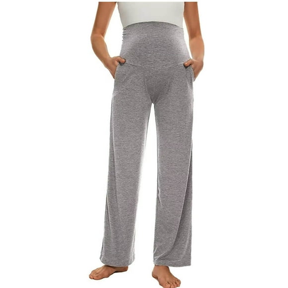 ShomPort Women's Maternity Pants Solid Color High Waist Straight Leg Maternity Sweatpants Fall Maternity Lounge Pants