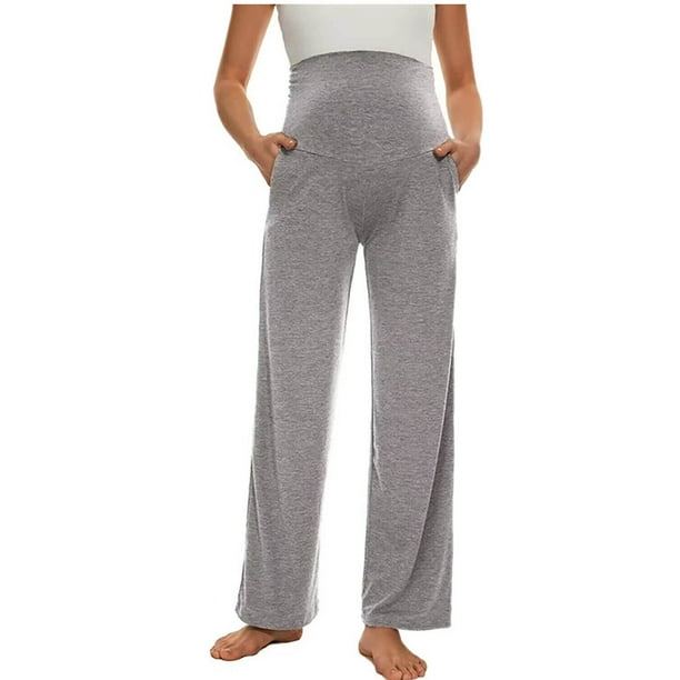ShomPort Women's Maternity Pants Solid Color High Waist Straight Leg Maternity Sweatpants Fall Maternity Lounge Pants
