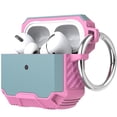 thumbnail image 3 of SaniMore for Airpods 3rd Generation 2021 Case, Rugged PC & Soft TPU Armor Full-Body Cover Built-in Keychain Military Grade Shockproof Protective Shell for AirPods 3 Gen, Green+Pink, 3 of 8