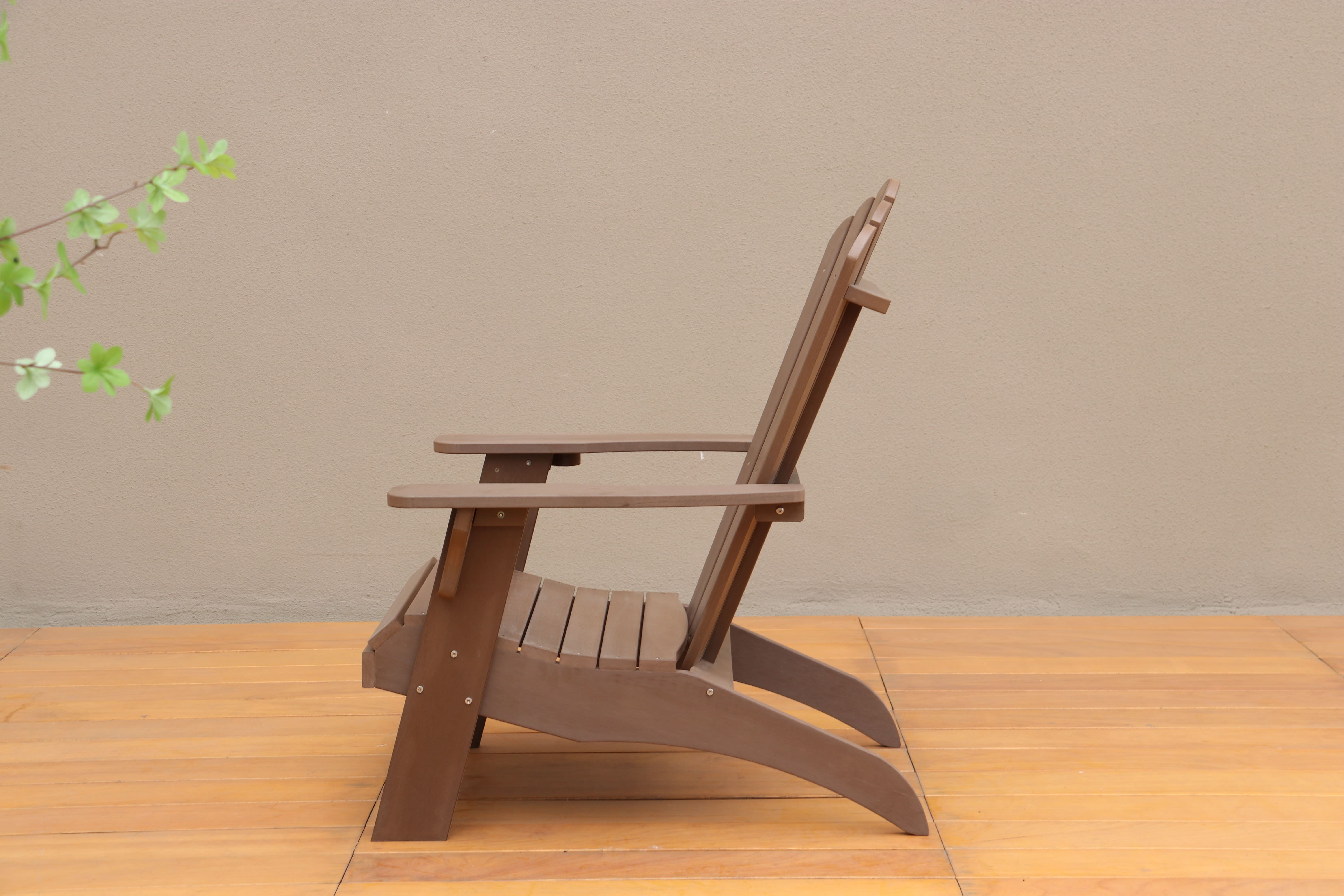 Modern Muse Polystyrene Adirondack Chair - Brown | Durable Outdoor Seating with Cup Holder | Weatherproof, Low Maintenance, and Stylish Design