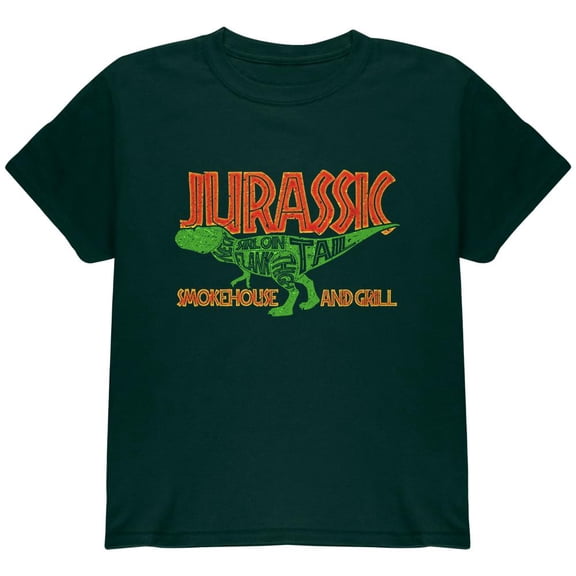 Jurassic Smokehouse and Grill Youth T Shirt Forest Green YMD