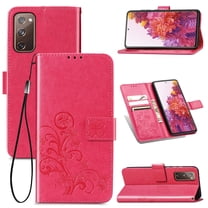 Galaxy S20 FE 5G Case, S20 FE Case, Allytech Premium PU Leather Floral Embossed Hand Wrist Wireless Charging Magnetic Clasp Book Style Cards Holder Wallet Case for Samsung Galaxy S20 FE, Rose