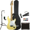 Sawtooth Citron Vanilla Cream ES Series Electric Guitar with White Pickguard - Includes: Gig Bag, Amp, Picks, Tuner, Strap, Stand, Cable, Guitar Instructional, & Free Music Lessons