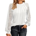 thumbnail image 2 of GigrtiJin Women鈥榮 Long Sleeve Shirts Lace Hollow out Business Casual Fall Blouses Fashion Comfy Loose Tops, 2 of 6