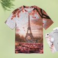 thumbnail image 4 of Blossoming Paris Eiffel Tower Women's T-Shirt Short Sleeve T Shirts Tops Tee Ladies Loose T, 4 of 6
