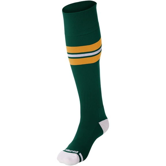 Striped Baseball Sock - FOREST GREEN, GOLD, WHITE - XS