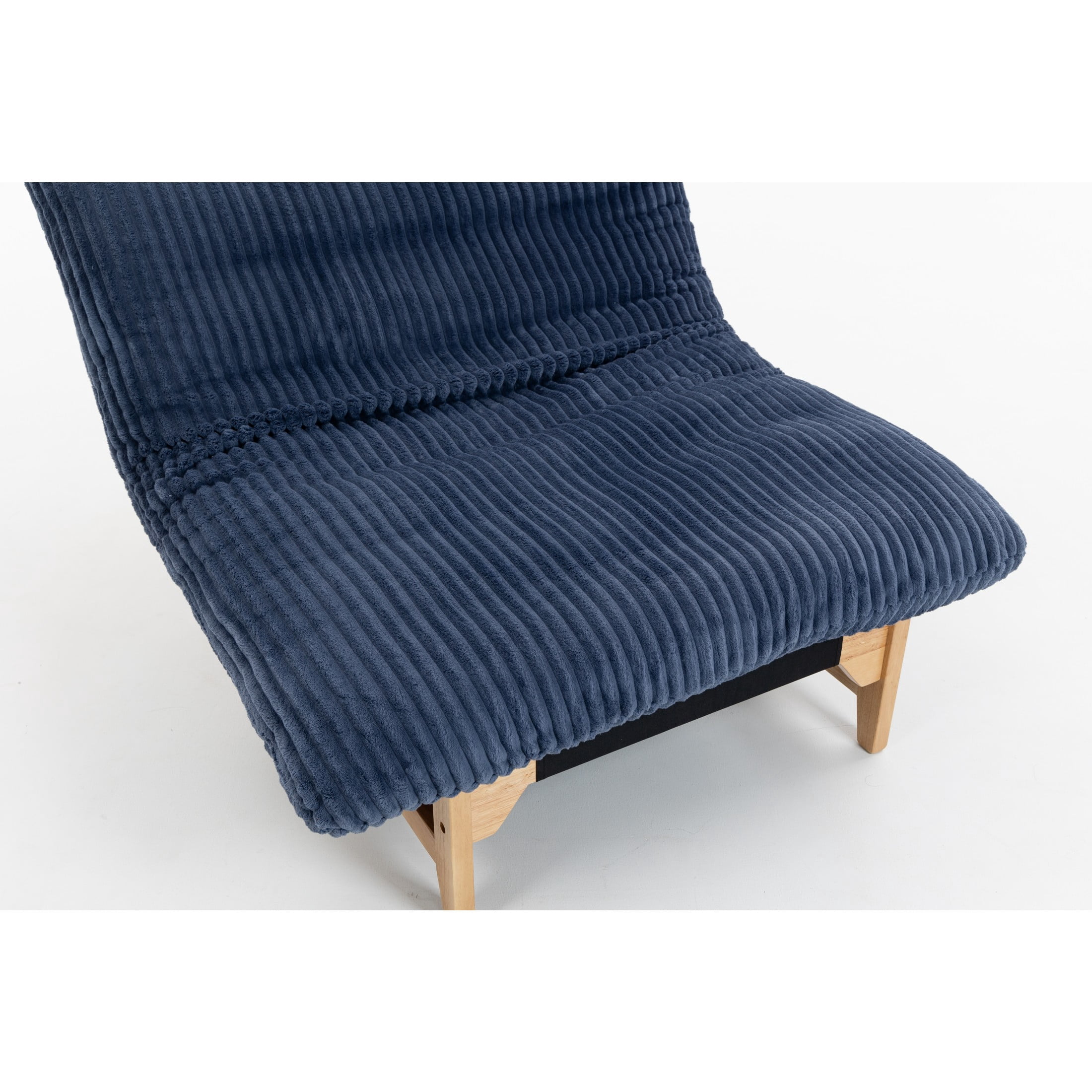 GDF Studio Floren Corduroy Bean Bag Accent Chair with Solid Wood Frame, Lazy Sofa for Living Room, Blue