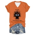 thumbnail image 5 of Trendfront Womens Funny Cat Graphic Tee Fashion V Neck Short Sleeve Tops Summer T Shirts Casual Slogan Print Weekend Relaxed Pullover Shirt, 5 of 5