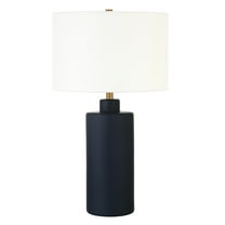 Evelyn&Zoe 25" Contemporary Ceramic Table Lamp with White Drum Linen Shade