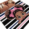thumbnail image 2 of 6'x9' Area Rugs, Black Pink Stripes Indoor Outdoor Area Rug for Living Room Bedroom, Cartoon Funny Cute Bow Girl Striped Washable Bathroom Rugs Kitchen Floor Carpet Mats Home Decor Aesthetic, 2 of 8