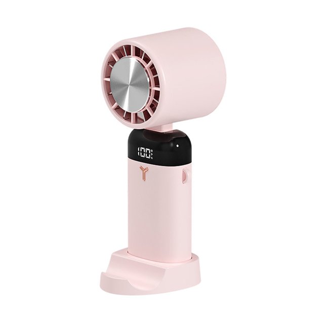 Inteprter Mini ventilador de refrigeración recargable de verano para niños, ventiladores de aire con pantalla Digital plegable para colgar en Electrodomésticos Rosa