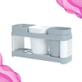 thumbnail image 4 of MasteelfCA 1PC Simple Toothbrush Storage Stand Toothbrush Tooth Cup Holder Wash Gargle Storage Rack Desktop Bathroom Toothbrush Rack for Home Hotel Use Grey White, 4 of 8