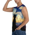 thumbnail image 3 of Lsque Cat Under Starry Skies Print Men's Cotton Blend Sleeveless Muscle Shirts (S-3XL)- Moisture Wicking, Odor Protection, UPF 30+,3X-Large, 3 of 8