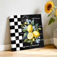 thumbnail image 3 of Canvas Wall Art Summer Lemon Canvas Art Print Farm Plant Floral Leaf Black White Plaid Retro Pictures Wall Decor for Living Room Bedroom Artwork Decorations Stretched Framed Ready to Hang 16"x16", 3 of 9