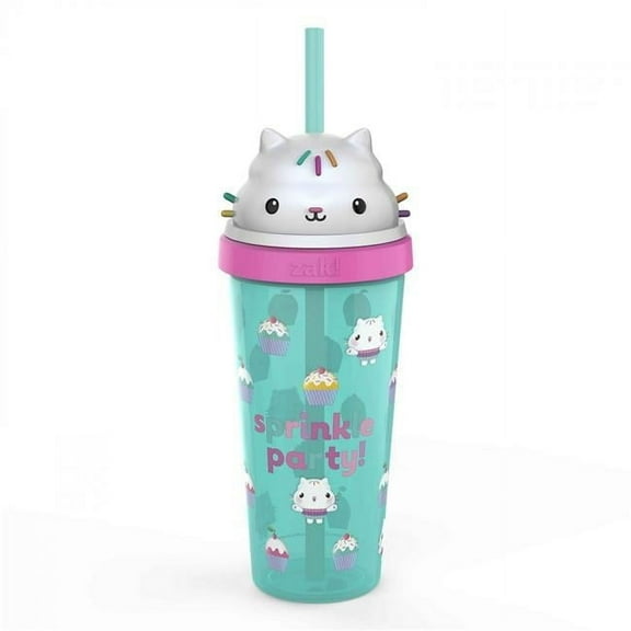 Gabby's Dollhouse 18 oz Green Super Sipper Tumbler with Cakey Cat Design, BPA-Free Plastic