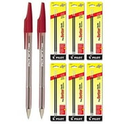 Pilot The Better Ballpoint Stick Pens, Fine Point Red Ink 2 Pens & 12 Refills