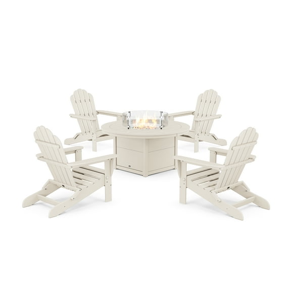 Trex® Outdoor Furniture™ 5-Piece Monterey Bay Folding Adirondack Conversation Set with Fire Pit Table in Sand Castle