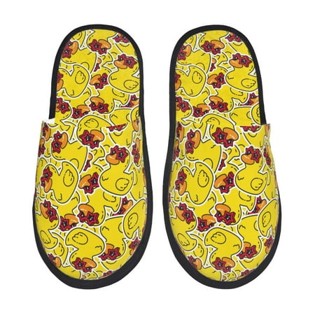 Balery Duck with Star Sunglasses Slient Indoor Furry Fleece Comfort House Shoes Soft Non-Slip Home Shoes Cotton slippers House Slippers-- Large