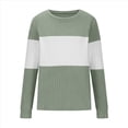 thumbnail image 2 of Blusa de Punto con Cuello Redondo y Mangas Largas para Mujer, Estilo Informal, con Patchwork y Cuello Redondo. Verde XXL, 2 of 5