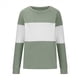 thumbnail image 2 of Blusa de Punto con Cuello Redondo y Mangas Largas para Mujer, Estilo Informal, con Patchwork y Cuello Redondo. Verde XL, 2 of 5