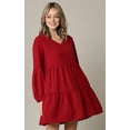 thumbnail image 2 of Made by Johnny Women's Casual Long Sleeve V-Neck Loose Flowy Swing Shift Dress XXL WINE, 2 of 5