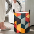 thumbnail image 5 of Pofeuu Geometric Cube Pattern Art Print Laundry Basket Circular Laundry Hamper with Handle Waterproof Oxford Fabric Foldable Dirty Clothes Storage Bucket Gift Storage Basket-Medium, 5 of 6