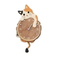 thumbnail image 1 of Reloj de pared con diseño de gato, péndulo silencioso, decorativo, con cola oscilante, para oficina y hogar. Naranja, 1 of 9