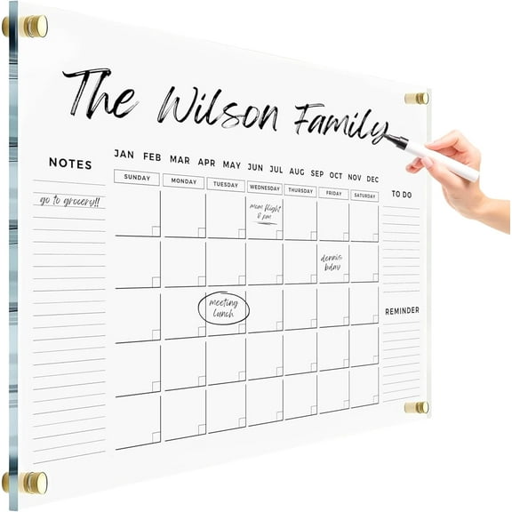 Premium Dry Erase Acrylic Wall Calendar Ultra-Clear - Customizable Wall Calendar 2025 Office Board Reusable Whiteboard Dry Erase Planner Family Calendar Calendar w Marker (40x28" (XLarge))