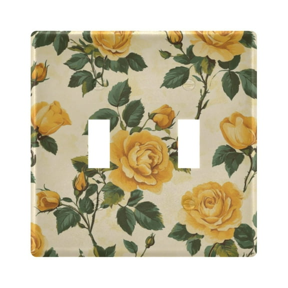 Switch Panel 4.48x4.56In Switch Plate Wall Panel Living Room Kitchen Bedroom Study Switch Panel Stylish Decoration Beautiful Yellow Roses1