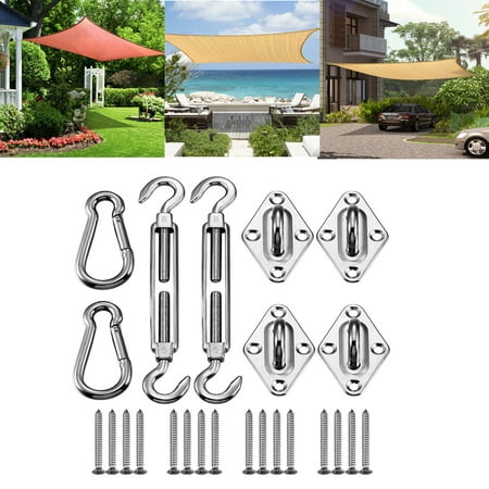 Shade Pole Kit Mllieroo 316 Marine Grade Shade Sail Hardware Kit 8 Inch for Rectangle and Square Stainless Steel Sun Shade Sail Hardware 24Pcs,Silver ()